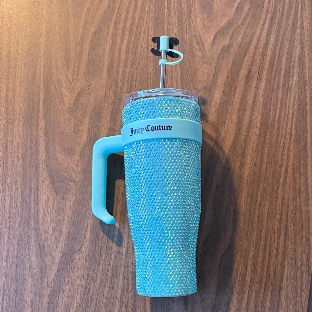 Juicy Couture Aqua Rhinestone Tumbler with Handle - Picture 2 of 2